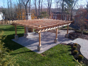 Construction of pergola and hardscaping