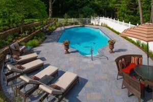 Hardscape Feature - Pool Patio, Stone Wall, and Planting
