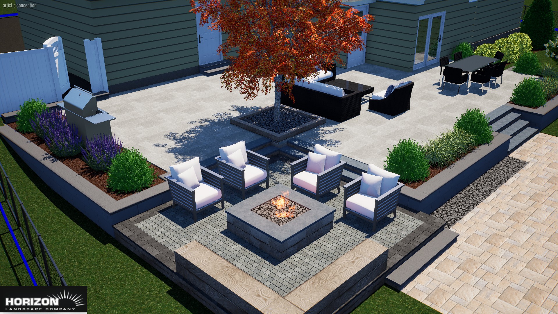 Outdoor Living Space with Firepit